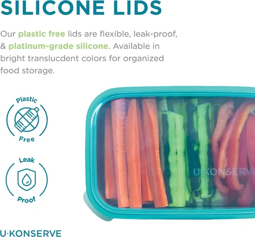 Vista 3 de U Konserve Contenedor de almacenamiento de alimentos de acero inoxidable con forma de caja bento rectangular, con tapa de silicona a prueba de fugas
