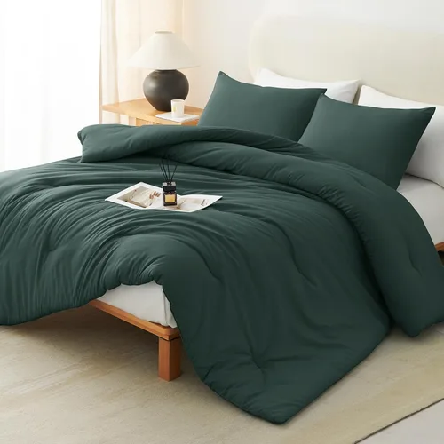 Vista 10 de CozyLux - Juego de edredón beige tamaño individual/individual XL, 2 piezas de juego de cama extra largo sólido transpirable acolchado, juego de cama