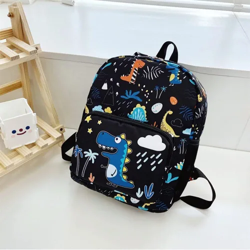 Vista 7 de Mochila de dibujos animados para niños pequeños de 3 a 4 años Dinosaurio Negro