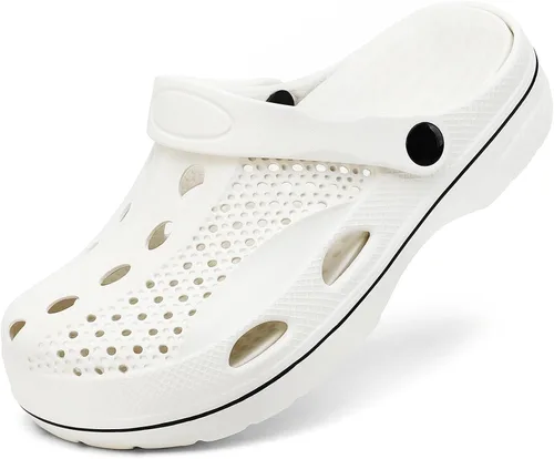 Vista 12 de SOSOWHLTE Zuecos con soporte de arco para hombre y mujer, zapatos de jardín, pantuflas de playa para exteriores con plantilla acolchada extraíble