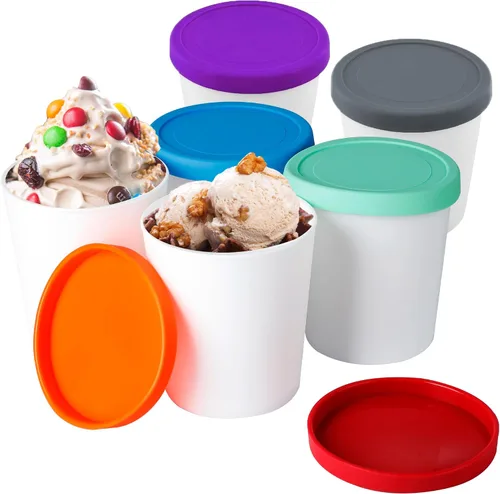 Vista 8 de Recipientes para helados caseros (paquete de 4 – 1 cuarto de galón cada uno), contenedores reutilizables de almacenamiento de helado