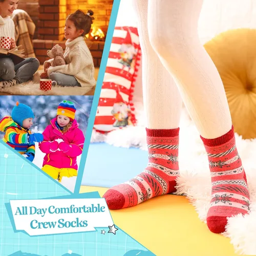Vista 6 de Eocom - Medias de invierno cálidos de lana para niños y niñas, 6 pares