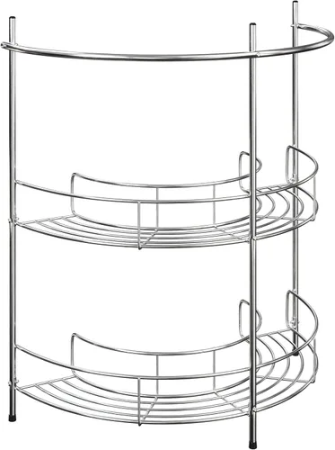 Vista 5 de Lavish Home - Organizador de fregadero de pedestal, estante compacto para debajo del fregadero con 2 estantes de almacenamiento y soporte para Negro