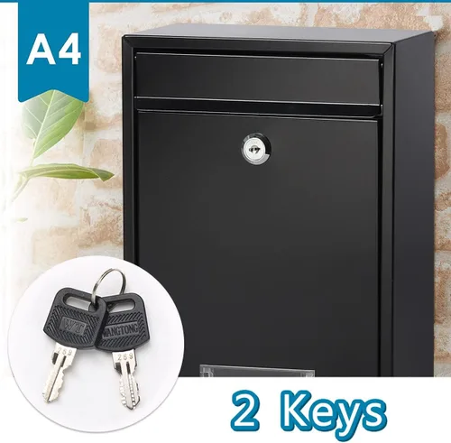 Vista 6 de Buzón con cerradura de llave, buzones de bloqueo montados en la pared, caja de bloqueo de caída de pequeña capacidad para exteriores, color negro