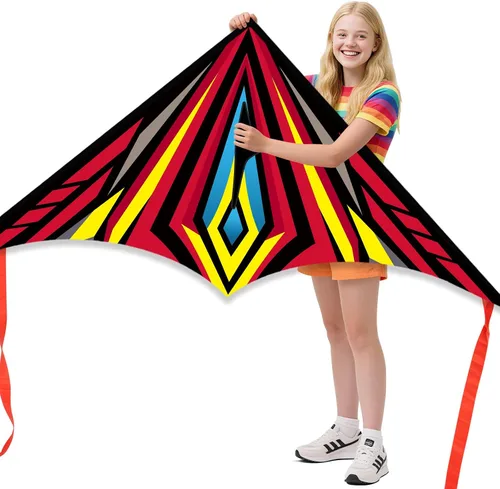 Vista 11 de Cometa Delta para principiantes para niños y adultos, cometa de playa fácil de volar