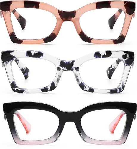 Vista 10 de AQWANO Stylish Blue Light Reading Glasses for Women, Fashion Butterfly Design Computer Readers Eyeglasses