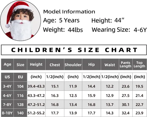Vista 7 de IKALI Kids Holiday Santa Claus Costume Christmas Dress Holiday Party Dress-up Outfit for Boys Girls Children