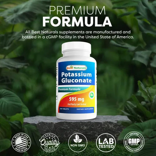 Vista 5 de Best Naturals Gluconato de potasio 595 mg 250 tabletas (250 unidades (paquete de 2))