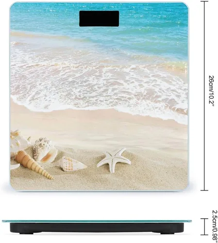 Vista 2 de Ocean Beach Blue Sky - Báscula de mariscos para peso corporal, báscula de baño digital, diseño de esquina redonda, báscula de peso corporal de alta