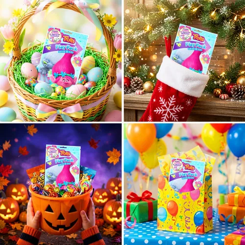 Vista 7 de Bendon Juego de 15 Trolls Play Packs Divertidos Recuerdos de Fiesta para Colorear Libro Crayones Pegatinas
