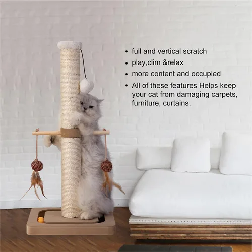 Vista 4 de PEEKAB Poste rascador para gatos de alta calidad, rascadores de sisal con juguetes interactivos de seguimiento, rascador vertical para gatos
