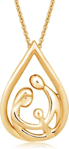 Vista 24 de Jewelili - Collar con colgante de plata de ley o oro rosa o amarillo sobre plata, cadena de eslabones de 18 pulgadas