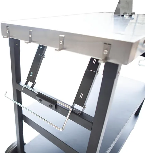 Vista 2 de Thunderbay Carrito plegable para parrilla de 3 niveles, carrito de utilidad movible para preparación de alimentos, mesa de horno de pizza