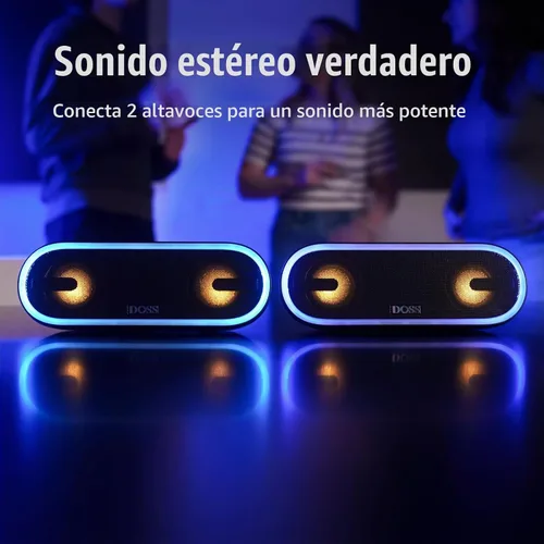Vista 5 de DOSS SoundBox Pro+ P300 Altavoz Bluetooth con sonido estéreo de 40 W, graves adicionales, IPX6 a prueba de agua, emparejamiento TWS, diversos