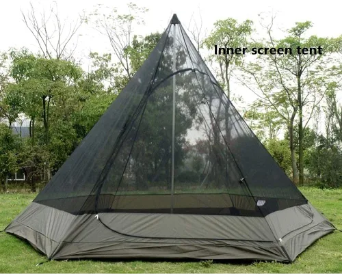 Vista 4 de Tienda india Tipi al aire libre de doble capa de camping torre tienda de campaña familiar tienda de campaña yurta tipi tienda de campaña