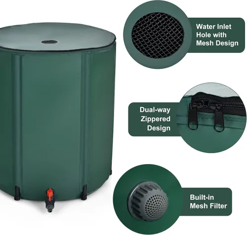 Vista 6 de S AFSTAR Barril de lluvia plegable, tanque de almacenamiento plegable para recolección de agua, resistente a la intemperie, contenedor de lluvia