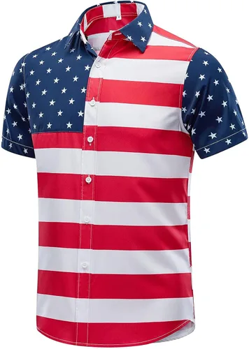 Vista 54 de EUOW - Camisas hawaianas para hombre de manga corta con botones, estampadas para la playa y el verano