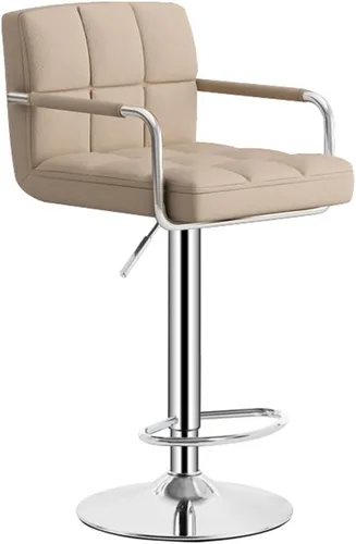 Vista 19 de GIZNXBA Taburetes de bar giratorios de cuero para taburete de cocina, taburetes de bar de altura ajustable con respaldo silla de comedor con / Beige
