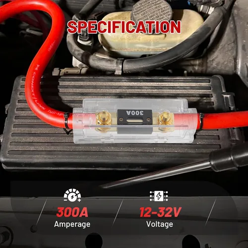 Vista 3 de RED WOLF Soporte de fusible ANL de audio para automóvil con fusible de 300 A para motor de arrastre, ATV, remolque, inversores, amplificador