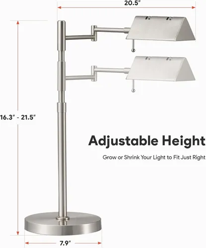 Vista 5 de VONLUCE Lámpara LED de escritorio, lámpara de mesa de metal ajustable de estilo industrial, lámpara de lectura regulable para sala de estar