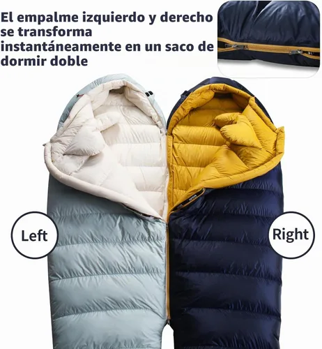 Vista 5 de Down Mummy Sleeping Bag for Adults, Ultralight Backpacking Azul (deepblue)