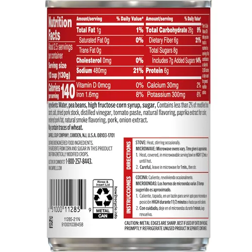 Vista 3 de Campbell's Frijoles con cerdo, lata de 11 oz