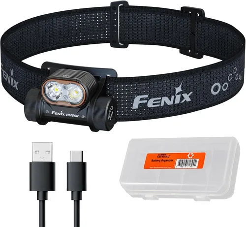Vista 11 de Fenix HM55R linterna frontal recargable, foco de 1200 lúmenes y luz roja, ligera, larga duración, carga USB, impermeable para acampar, hacer Nebular