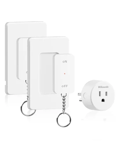Vista 10 de Toma de control remoto negro, interruptor de luz inalámbrico WILAWELS con base magnética, interruptor de salida remoto de encendido y apagado