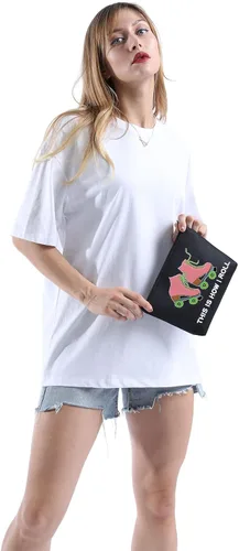 Vista 5 de POFULL Bolsa de maquillaje para amantes del patinaje sobre ruedas, así es como me rollo bolsa de cosméticos
