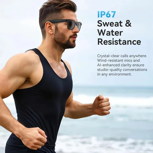 Vista 7 de AI Smart Glasses with Camera,8MP 2K HD Camera Glasses,AI Voice Control,Photo Recognition and Translation,Smart Sunglasses with Bluetooth Call,IP67