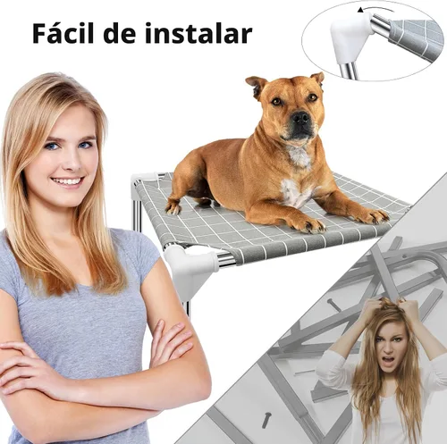 Vista 7 de Cama elevada para mascotas, cama elevada para mascotas para Cama desmontable para perro, uso en interiores y exteriores, tela de algodón