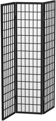 Vista 4 de Red Lantern Pantalla Shoji de 6 pies de alto, color negro, 3 paneles