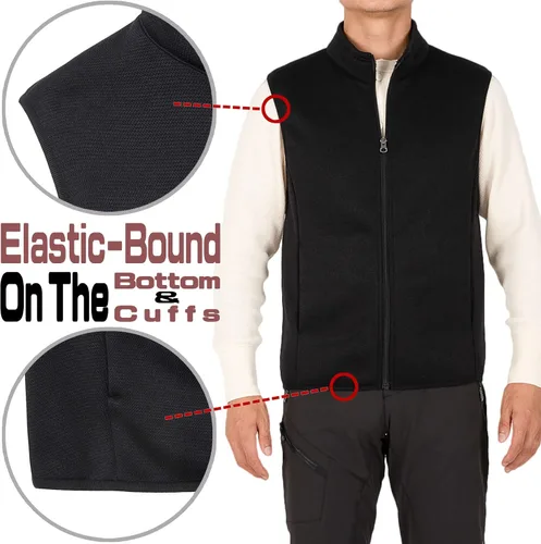 Vista 6 de Bonnroth - Chaleco de forro polar con cremallera completa para hombre, con cuello alto y bolsillo