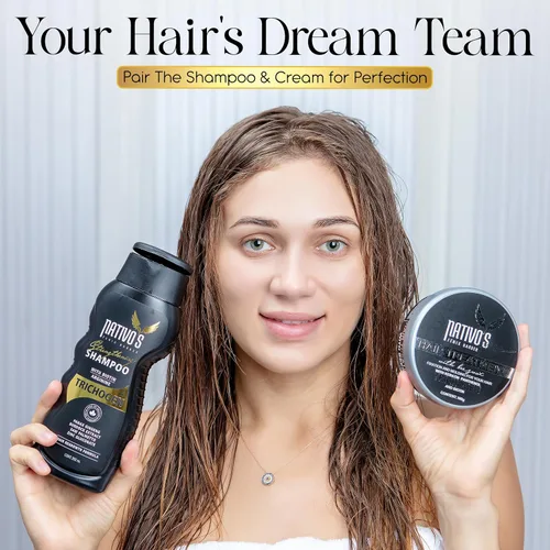 Vista 8 de Nativo's Champú fortalecedor para adelgazar el cabello – Fórmula de biotina, trichogen, palma enana americana y zinc – Volumizante y engrosante