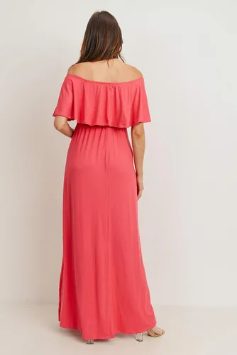 Vista 7 de Vestido de maternidad con hombros descubiertos, vestido largo para mujeres embarazadas, para fiestas de recién nacidos, o sesiones de fotos