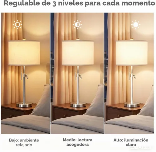 Vista 5 de Qingmiao Juego de 2 lámparas de mesa ajustables de 22 a 30 pulgadas para dormitorio, lámparas de mesa auxiliares regulables para sala de estar