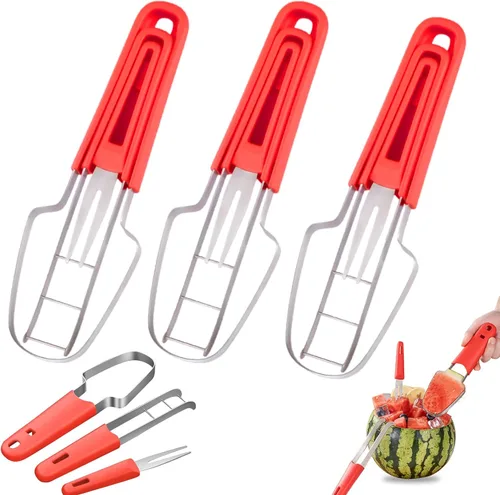 Vista 8 de Stainless Steel Watermelon Slicer, 3-in-1 Fruit Cutter Fork & Popsicle Mold, Effortless Tool for Camping, Picnic, Home, Party, Kitchen Essentials