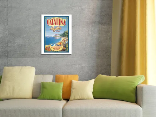 Vista 4 de Pacifica Island Art Catalina By Air - Póster de viaje de Los Ángeles a Catalina por Kerne Erickson - Cartel de metal vintage de 8 x 12 pulgadas