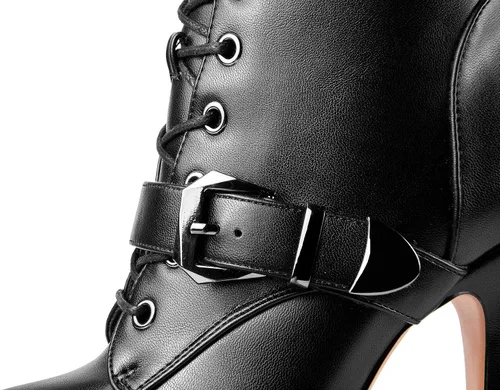 Vista 9 de ANN CREEK Botas de tacón de aguja ultra altas 'Batian' con plataforma y cordones