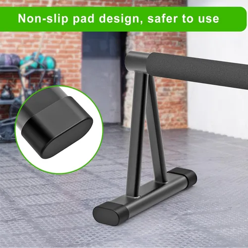 Vista 3 de Dolibest Push Up Bar, 12'' High Parallettes Bars with 8 Rubber Feet & Foam Handle, Dip Bars with Stable Triangle Base for Calisthenics, Handstand