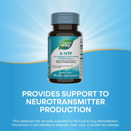 Vista 5 de Nature's Way 5-HTP, L-5-hidroxitriptófano, ayuda a producir serotonina para promover una perspectiva positiva*, vitamina B6, vitamina C, extracto