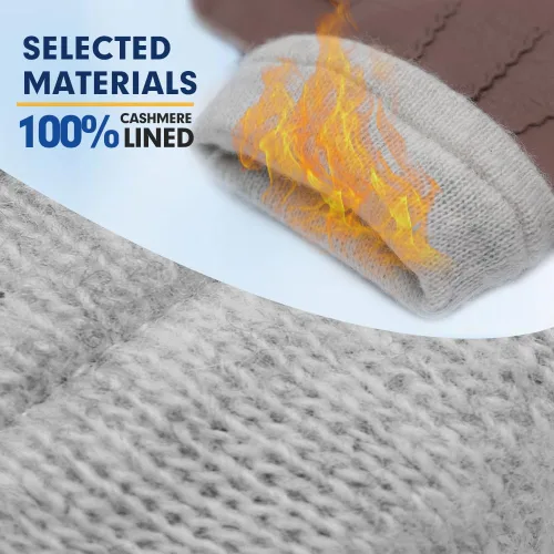 Vista 4 de MGGMOKAY Guantes de cuero para hombre, guantes de piel de ciervo suave con forro de cachemira