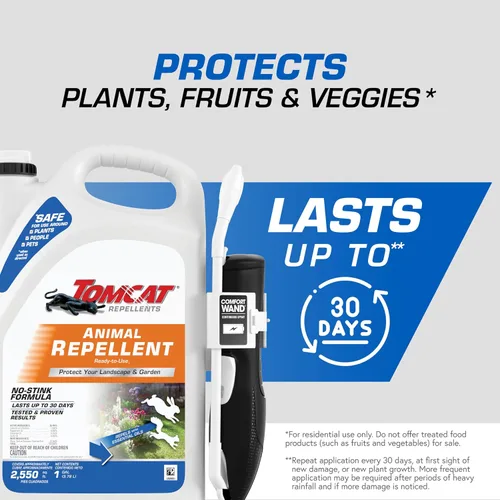 Vista 3 de Tomcat Repellents Repelente de Animales, Listo para Usar, Protege Paisajismos y Jardines, Contiene Aceites Esenciales, 1 Galón.