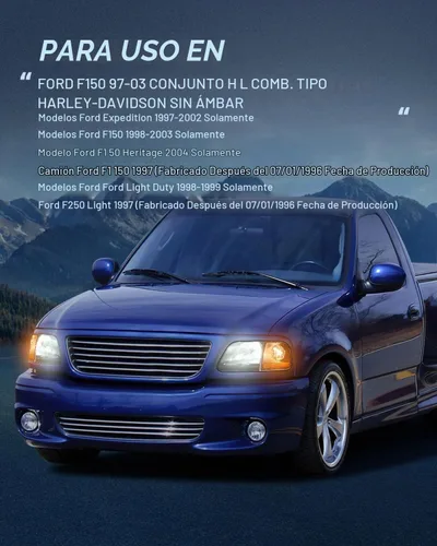 Vista 8 de Nilight - Conjunto de faros delanteros compatible con Ford F-150 Expedition 1997 1998 1999 2000 2001 2002 2003, carcasa negra, reflector ámbar