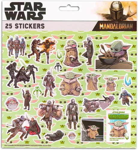 Vista 4 de Baby Yoda Backpack For Boys 8-12 Set - Mandalorian Backpack for Boys Bundle with Water Pouch, Stickers, More Star Wars School Supplies