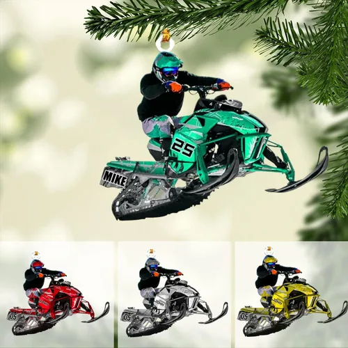 Vista 21 de Zapatos de motos de nieve personalizados personalizados adorno de Navidad de acrílico para amantes de motos de nieve (SM 1)