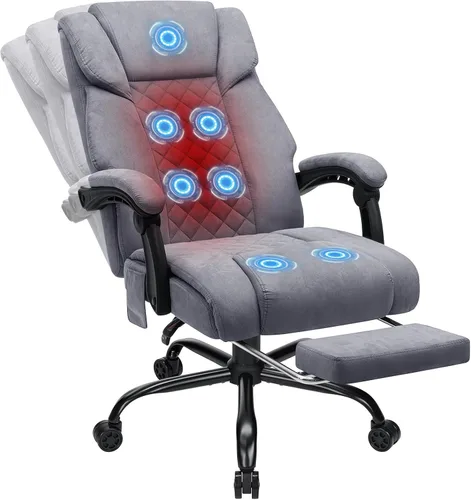 Vista 9 de HOFFREE 8-Point Vibration & Heat Massage Office Chair with Footrest,Black Dark