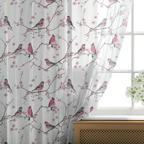 Vista 53 de Ambesonne Cortinas de tul Eiffel con bolsillo para barra, globos retro de corazón de café, remolinos de hito francés, cortina transparente