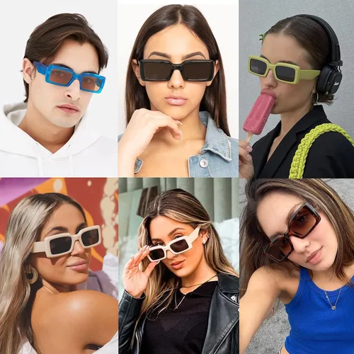 Vista 2 de Appassal Lentes de sol cuadrados retro para mujeres y hombres marco rectangular de moda lentes Sunnie UV400 AP3616
