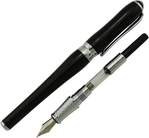 Vista 5 de Duke Asian Calligraphy Fude Nib Pluma estilográfica fina a ancha Naturaleza Madre Perla en tapa con estuche para bolígrafo boceto Dibujo Arte Firma